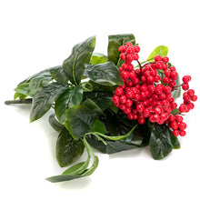 Load image into Gallery viewer, K-Cliffs Artificial Red Berries 3pcs Unpotted  Shrubs Fake Berry &amp; Green Leaves Bouquets