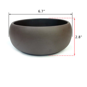 K-Cliffs Unglazed 6.7" Round Ceramic Planter Pot, Succulent Cactus Holder with Matte Brown Finish