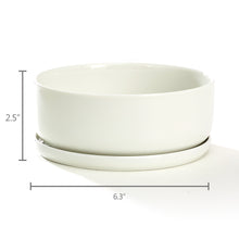 Load image into Gallery viewer, 6.3 inch Round Pot Bowl Tub with Saucer White Ceramic Succulent Planter