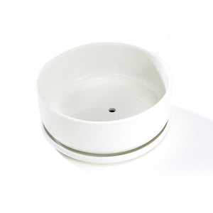 6.3 inch Round Bowl Tub with Saucer Minimalist White Ceramic Succulent Planter