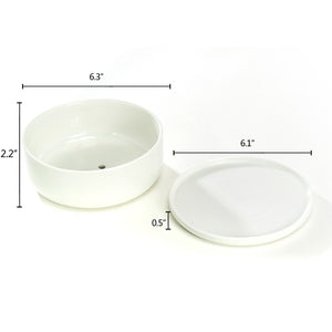 6.3 inch Round Pot Bowl Tub with Saucer White Ceramic Succulent Planter