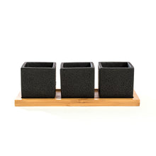Load image into Gallery viewer, K-Cliffs Set of 3pcs Square Black Succulent Planter Pots 2.5 inch Cement Pottery with Tray