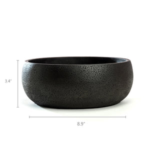 K-Cliffs 8.9 inch Modern Black Round Cement Succulent Planter Pot