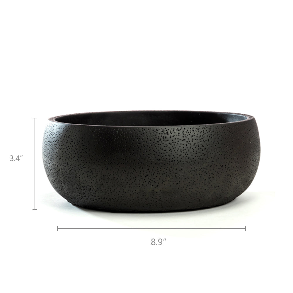 K-Cliffs 8.9 inch Minimalistic Black  Round Cement Succulent Planter Pot