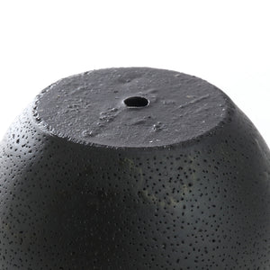 5.6 inch Minimalistic Black Round Cement Planter Pot with a Decorative Black Metal Rack Plant Stand Holder