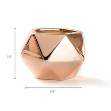 Load image into Gallery viewer, K-Cliffs Set of 3 Diamond Shape Copper Color Galvanized Ceramic Succulent Planter Pots