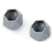 Load image into Gallery viewer, K-cliffs 2pcs Hexagonal Shape Mini Planter Pot Ceramic Wall Hanging Pots in color Grey
