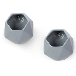 K-cliffs 2pcs Hexagonal Shape Mini Planter Pot Ceramic Wall Hanging Pots in color Grey