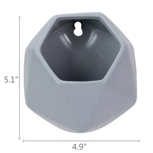 K-cliffs 2pcs Hexagonal Shape Mini Planter Pot Ceramic Wall Hanging Pots in color Grey