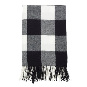 K-Cliffs Buffalo Plaid Checkered Tassel Throw Blanket- Size  50"x60"