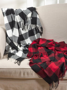 A Buffalo Plaid Checkered Tassel Throw Blanket- Size  50"x60"