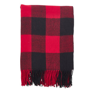 K-Cliffs Buffalo Plaid Checkered Tassel Throw Blanket- Size  50"x60"