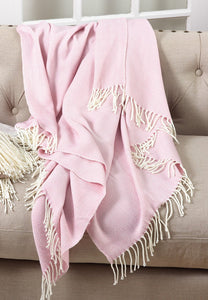 K-Cliffs - Herringbone Color Fringed Throw Blanket - 50"W x 60"L