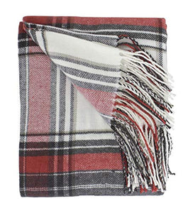 K-Cliffs Classic Color Plaid Pattern Tassel Trim Throw Blanket 50 x 60 Inch