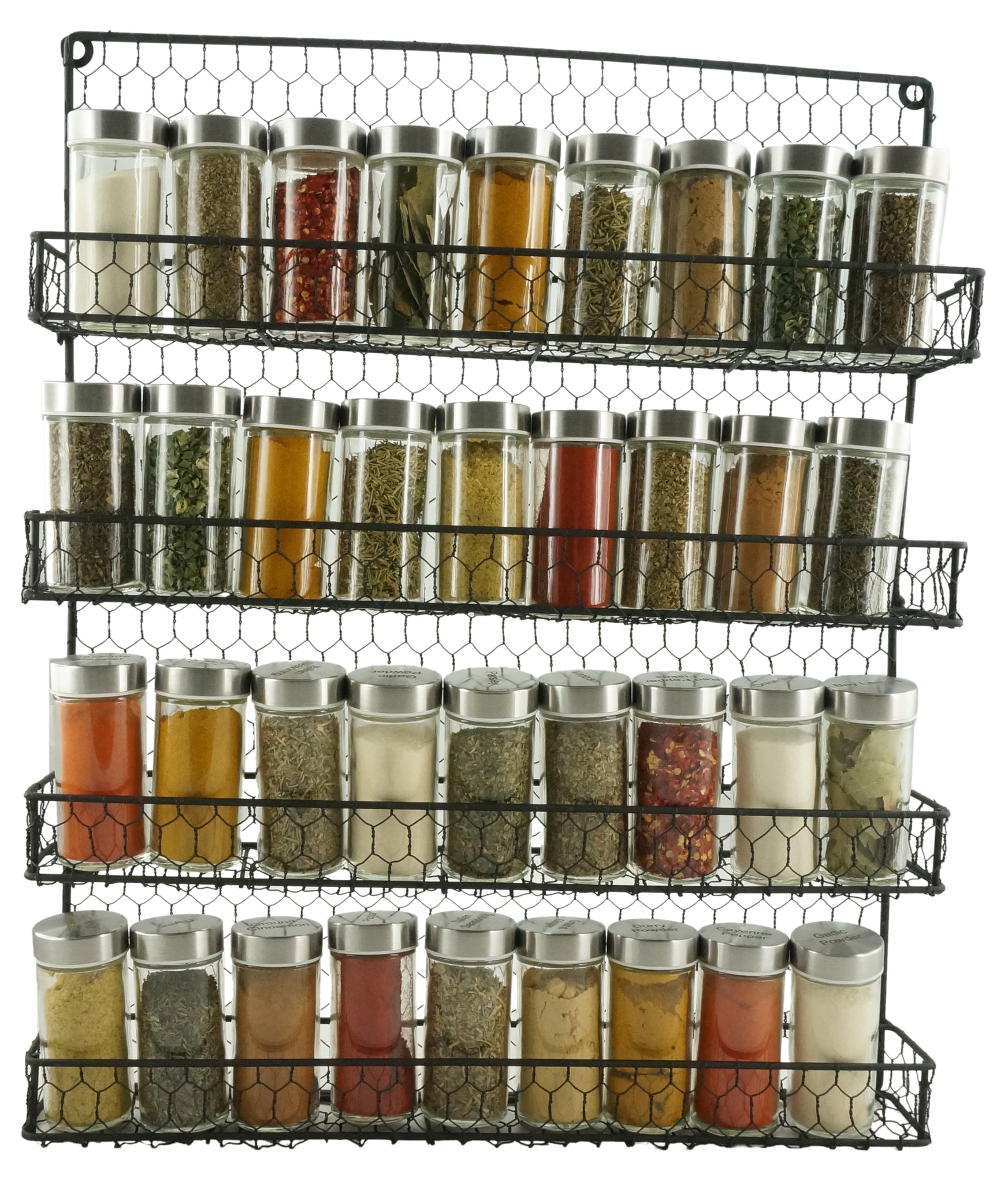 Spice Rack Organizer Wall Mounted 4-Tier Stackable Black Iron Wire Hanging  Spice Shelf Storage Racks,Great for Kitchen and Pantry Storing Spices
