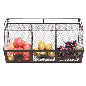 K-Cliffs 3 Wire Storage Compartment Basket Rack Metal, Produce, Storage Bins
