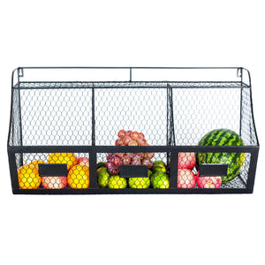 K-Cliffs 3 Wire Storage Compartment Basket Rack Metal, Produce, Storage Bins