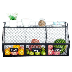 K-Cliffs 3 Wire Storage Compartment Basket Rack Metal, Produce, Storage Bins