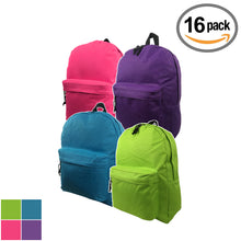 Load image into Gallery viewer, Classic Backpack Wholesale 16 inch Basic Bookbag Bulk School Book Bags 16pcs Lot