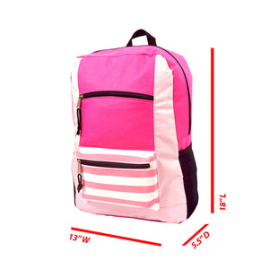 K-Cliffs 18" Pink/White Striped  Contrast School Backpack