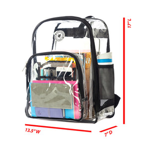 K-Cliffs Clear Backpack Heavy Duty See Through Student School Bookbag Transparent Security Travel Daypack Work Bag
