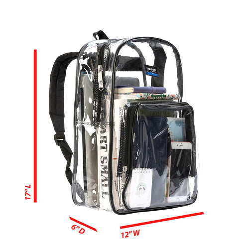 K-Cliffs Clear Backpack Simple See Through Bookbag Transparent Vinyl  Book Bag