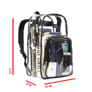 K-Cliffs 17" Clear School Backpack Simple See Through Bookbag