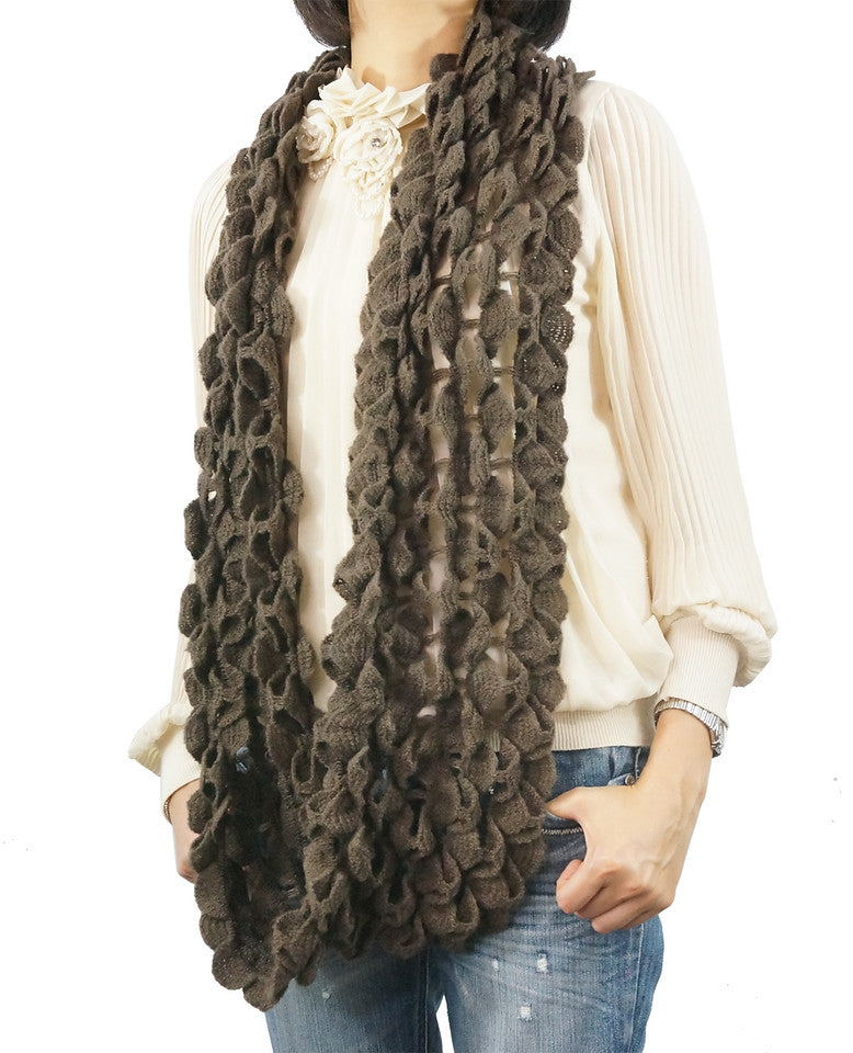 Ruffle Loop Hand Knitted Scarf