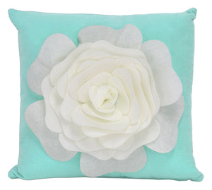 Large Felt 3D Rose Decorative Throw Pillow 17 x 17 Inch - Flower Pillow