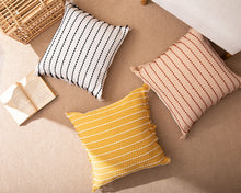 Load image into Gallery viewer, Stitch Line Woven Fringe Cotton Decorative Throw Pillow