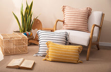 Load image into Gallery viewer, Multi Sized Stitch Line Woven Fringe Cotton Decorative Throw Pillow