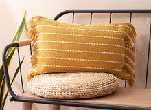 Load image into Gallery viewer, Stitch Line Woven Fringe Cotton Decorative Throw Pillow