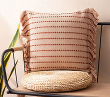 Load image into Gallery viewer, Stitch Line Woven Fringe Cotton Decorative Throw Pillow