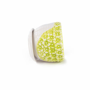 K-Cliffs Lime Yellow Daisies Triple Ceramic Planter Pot 3 Set w/ Water Draining Hole and Saucer (Plants not included)