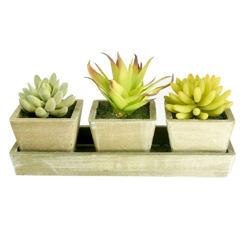ustic Wooden Faux Realistic Succulent Planter Arrangement Easy Care Cactus Aloe Vera Décor