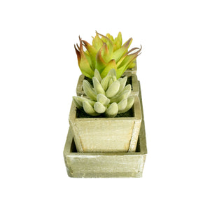 K-Cliffs Faux Rustic Wooden  Succulent Planter Arrangement