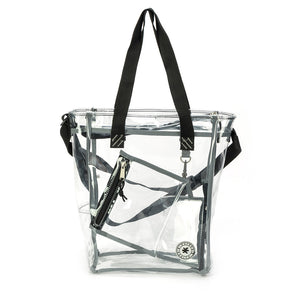 K-Cliffs Clear Tote See Through Messenger Work Bag Transparent Zippered Bookbag with Cell Phone Pouch & Coin Pouch