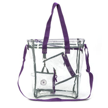 Load image into Gallery viewer, K-Cliffs Clear Tote See Through Messenger Work Bag Transparent Zippered Bookbag with Cell Phone Pouch &amp; Coin Pouch