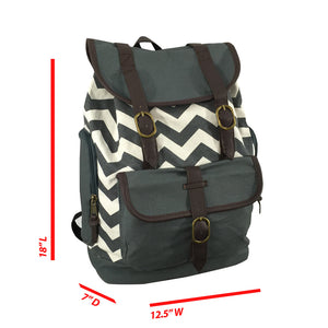 K-Cliffs Printed Cotton Laptop Backpack Canvas Student Bookbag Travel Tablet Daypack with Swirl Pattern Fits 15" Laptops Grey Brown Chevron Paisley Wholesale Bulk Mix Pack