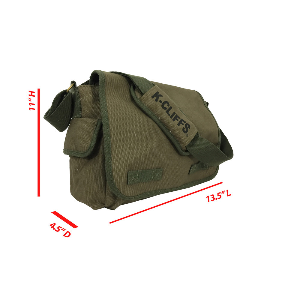 K-Cliffs Vintage Heavy Duty Canvas Messenger Bag Military Laptop Ipad  Shoulder Travel Book Bag