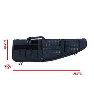 K-Cliffs Tactical Carbine Case Double Long Rifles Storage Bag  with Mag Pockets Lockable Zippers