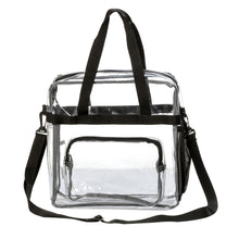 Load image into Gallery viewer, K-Cliffs 12&quot; Clear PVC Lunch Bag Heavy Duty Messenger Tote Stadium Approved Security Check Bag Transparent Shoulder Handbag See Through Work Bag