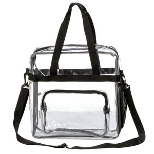 K-Cliffs 12" Clear PVC Lunch Bag Heavy Duty Messenger Tote Stadium Approved Security Check Bag Transparent Shoulder Handbag See Through Work Bag