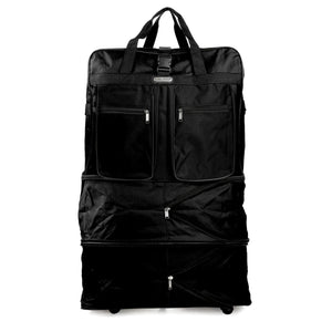 K-Cliffs Multi Tiered Collapsible Expandable Wheeled Travel Cargo Ruffle Bag w/Zippered Pockets