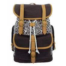 Load image into Gallery viewer, K-Cliffs Printed Cotton Laptop Backpack Canvas Student Bookbag Travel Tablet Daypack with Swirl Pattern Fits 15&quot; Laptops Grey Brown Chevron Paisley Wholesale Bulk Mix Pack