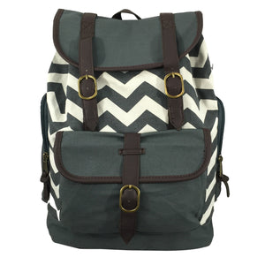 K-Cliffs Printed Cotton Laptop Backpack Canvas Student Bookbag Travel Tablet Daypack with Swirl Pattern Fits 15" Laptops Grey Brown Chevron Paisley Wholesale Bulk Mix Pack