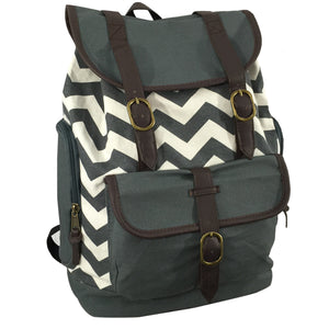 K-Cliffs Printed Cotton Laptop Backpack Canvas Student Bookbag Travel Tablet Daypack with Swirl Pattern Fits 15" Laptops Grey Brown Chevron Paisley Wholesale Bulk Mix Pack